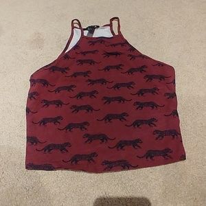Forever 21 wine red tiger crop top